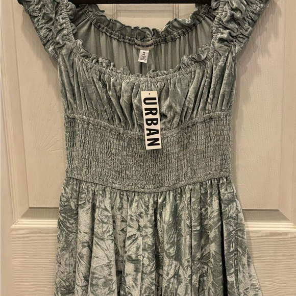 Urban Outfitters Rosie Velvet Romper Color- Sky - Picture 8 of 8